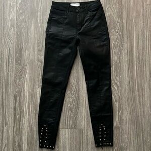 Articles of Society skinny wax coated jeans with beaded ankle details size 25